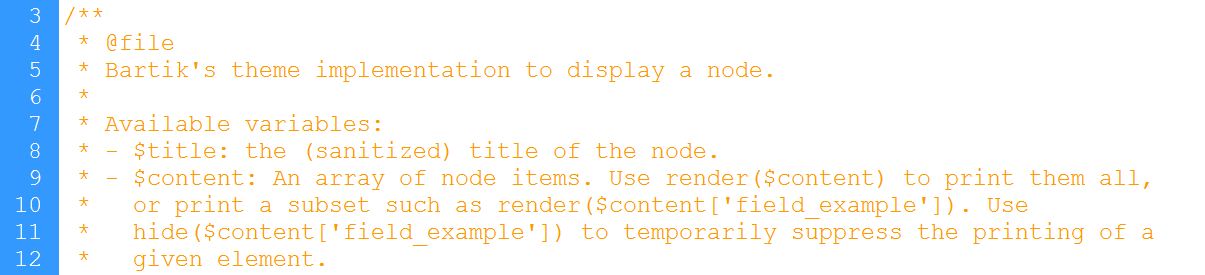 Bartik's theme implementation to display a node